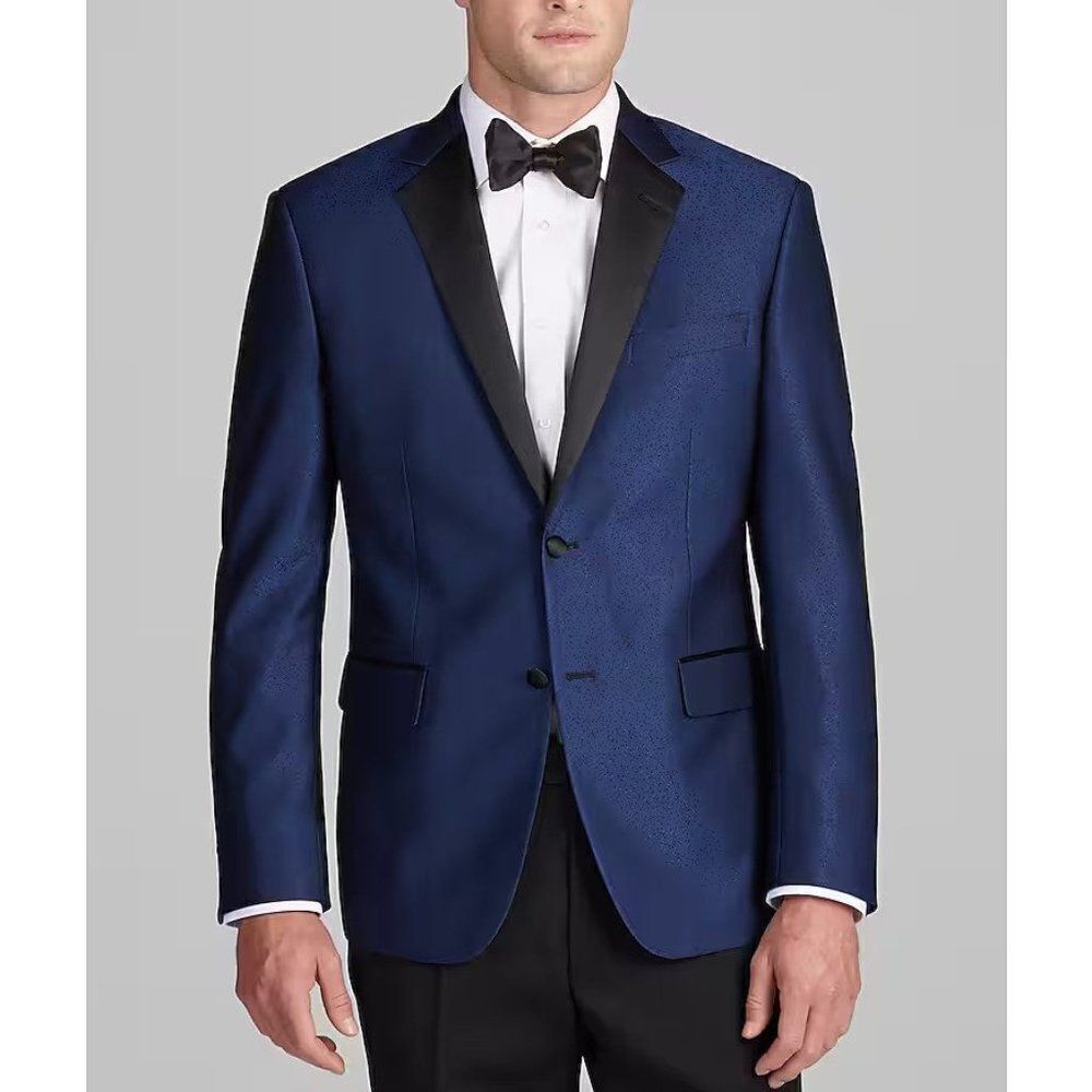 42R JOS A BANK Tailored Fit Satin Shawl Lapel Jacquard Dinner Jacket C070599